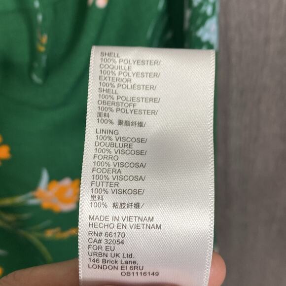 Urban Outfitters April Tie-Back Floral Green Midi Dress Women's Medium - Picture 7 of 8